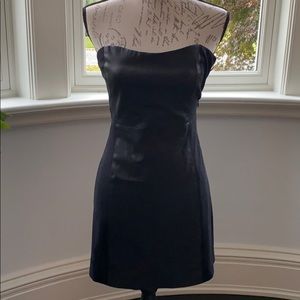 Theory strapless and leather dress